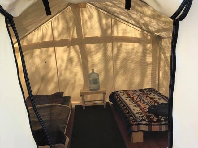 Inside wall tent